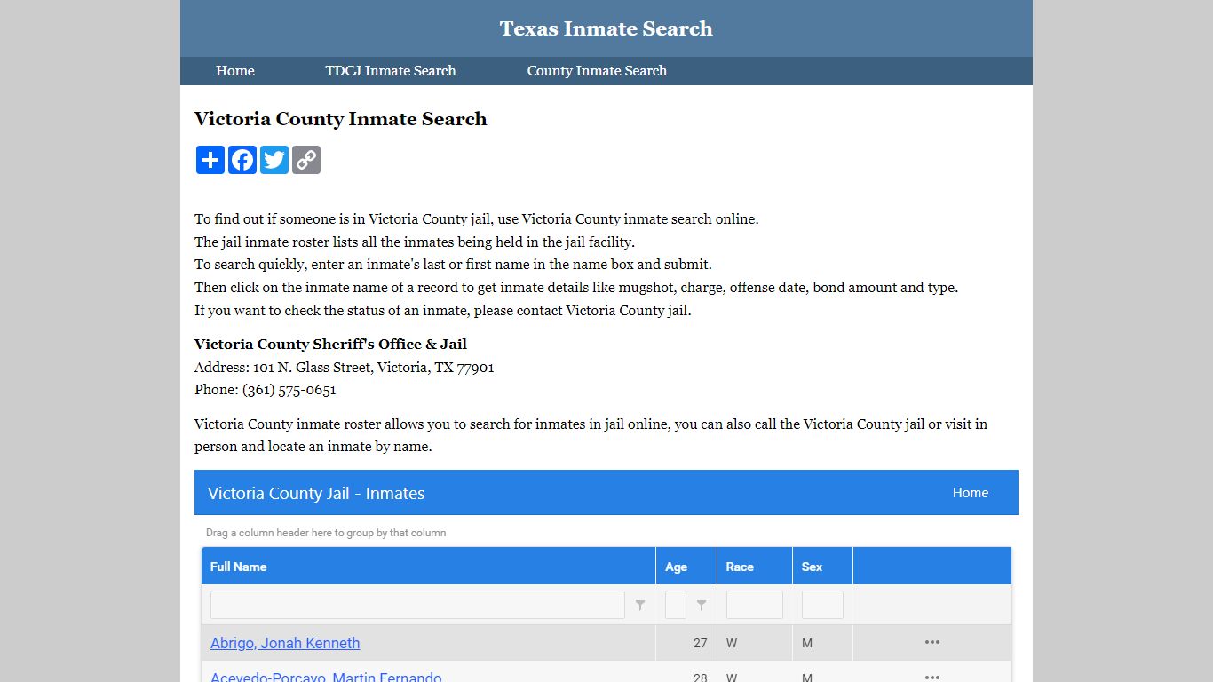 Victoria County Inmate Search