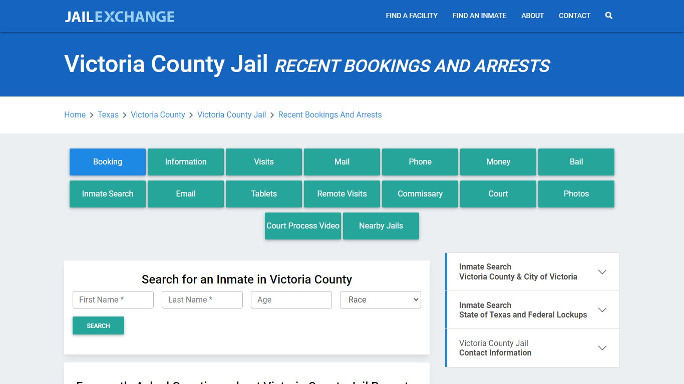 Victoria County Jail Recent Bookings And Arrests - Jail Exchange