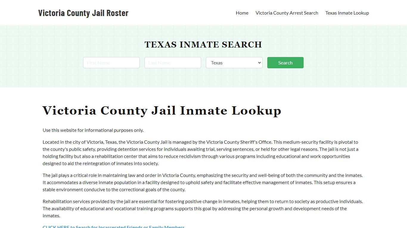 Victoria County Jail Roster Lookup, TX, Inmate Search